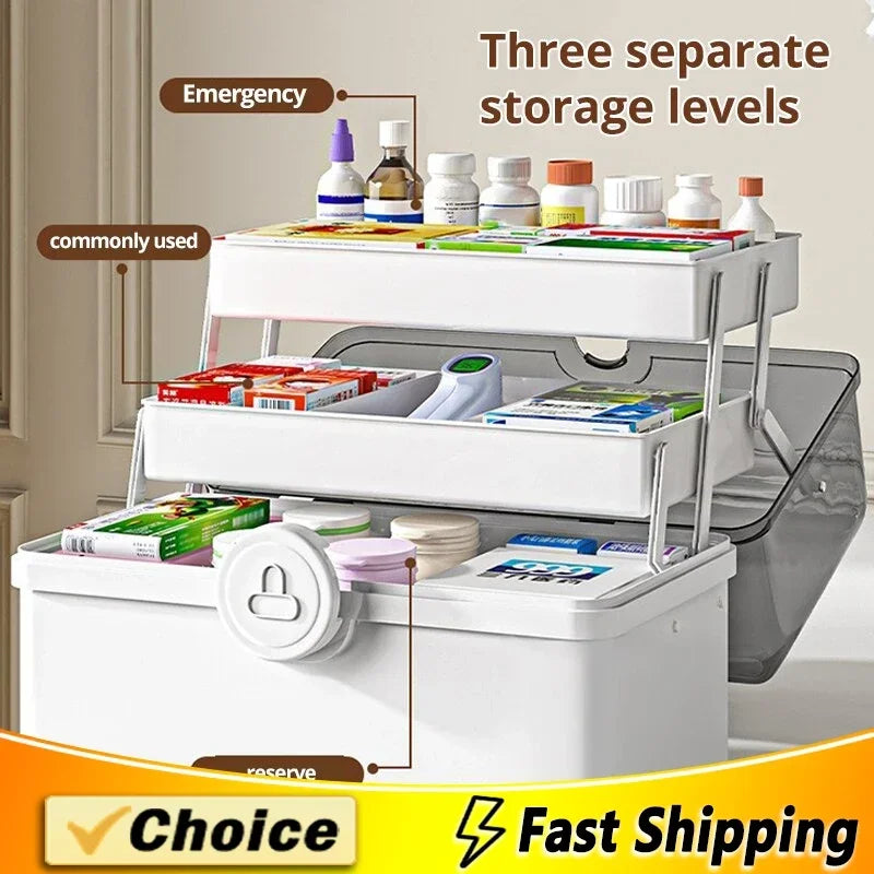 1pc ivory White Large Capacity Medicine Box For Home Medicine Storage Multi Layer Classification Home Medicine Box